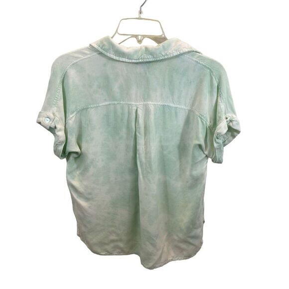 Sim & Sam Mint Green Tie Dyed Button Down Blouse Size Large - Picture 4 of 9